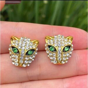 Gold Panther Leopard Earrings